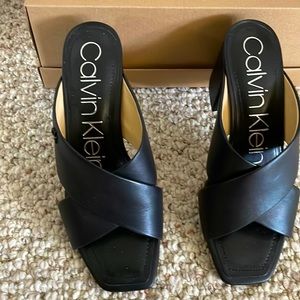 Calvin Klein double strap sandals with 2 inch heel